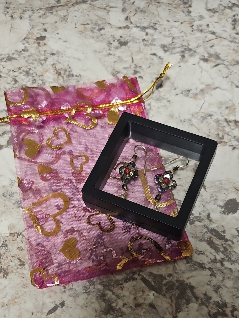 Holly Yashi Niobium Garnet Crystal Dangle Earrings - Picture 7 of 8